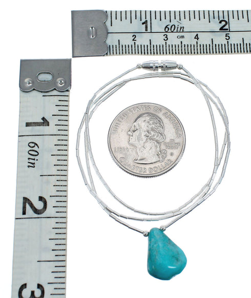 Liquid Sterling Silver Native American Turquoise Necklace JX126749